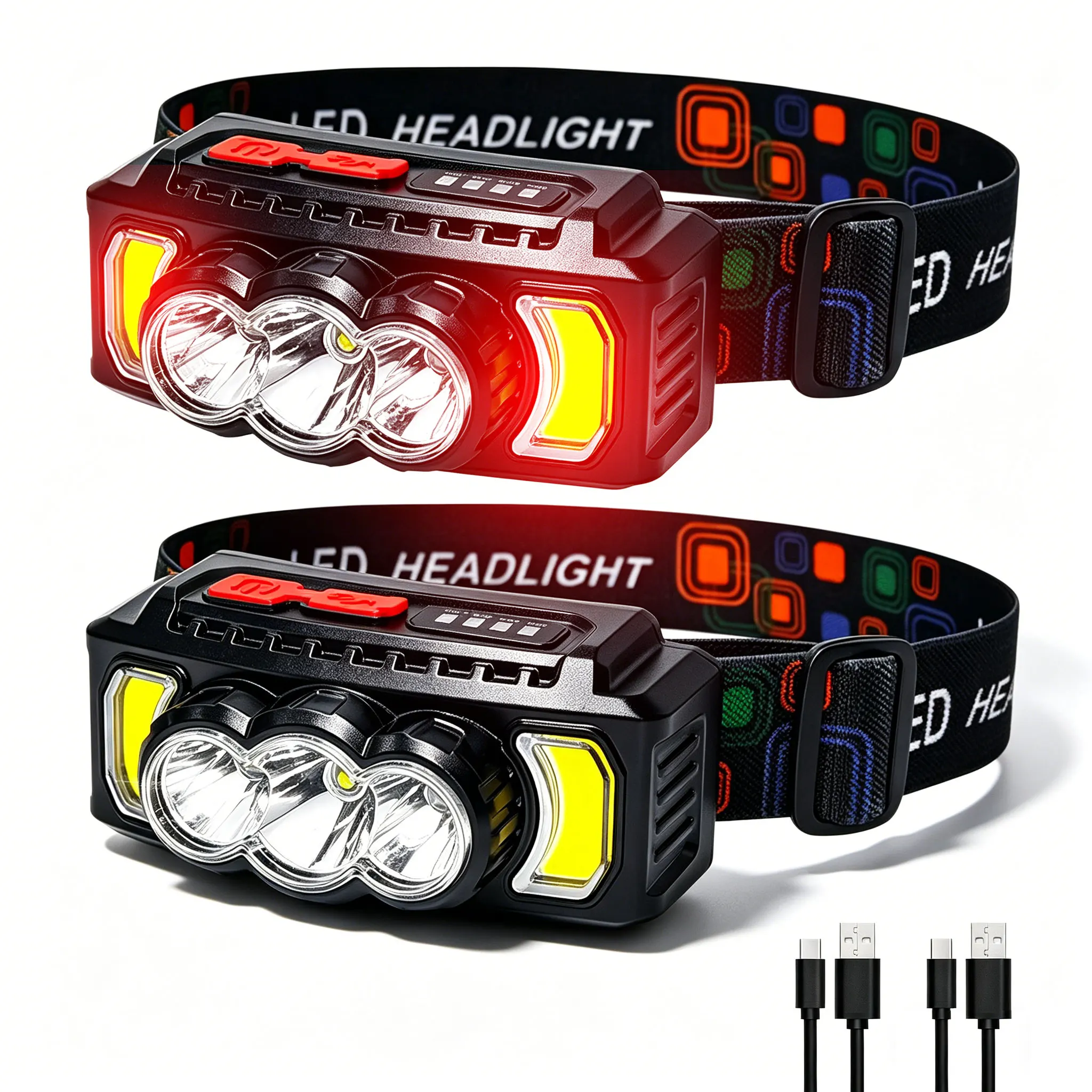 

Ultra Light Headlamp 70g 7 Modes XPE+LED+COB Red Light 0°-180° Adjustable Type-C Rechargeable Waterproof Camping