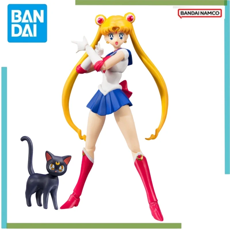 Bandai Original Anime Model Action Figure Sailor Moon SHF Tsukino Usagi Toys For Kids Christmas Gift Collectible Model Ornaments