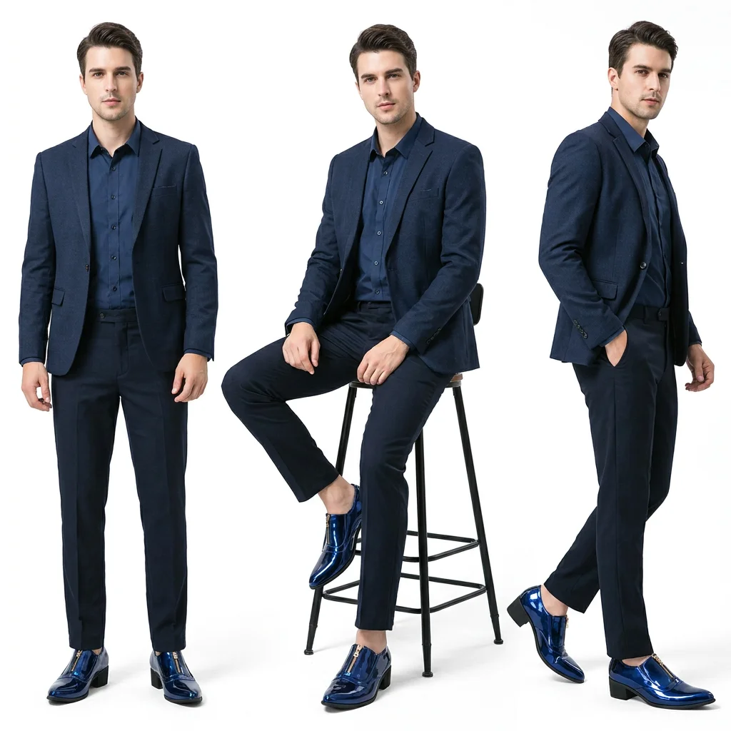 Fashion Mirror Surface Men High Heel Shoes Pointed Toe Zipper Design Loafers Male Height Increase Wedding Formal Elevator Shoes