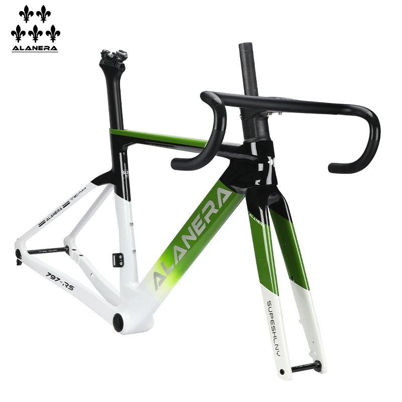 

Pearlescent green frame ALANERA Grenadier -RS road bike with a broken wind frame, fully internal disc brake with handlebars