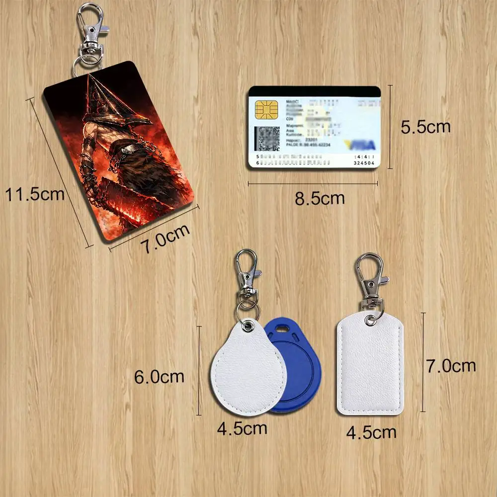Dark Art Pyramid Head Silent Hill  Cartoon Singer Anime Card Keychain Fashion Pendant Bag ID Door Card Holder Bus Card Adult