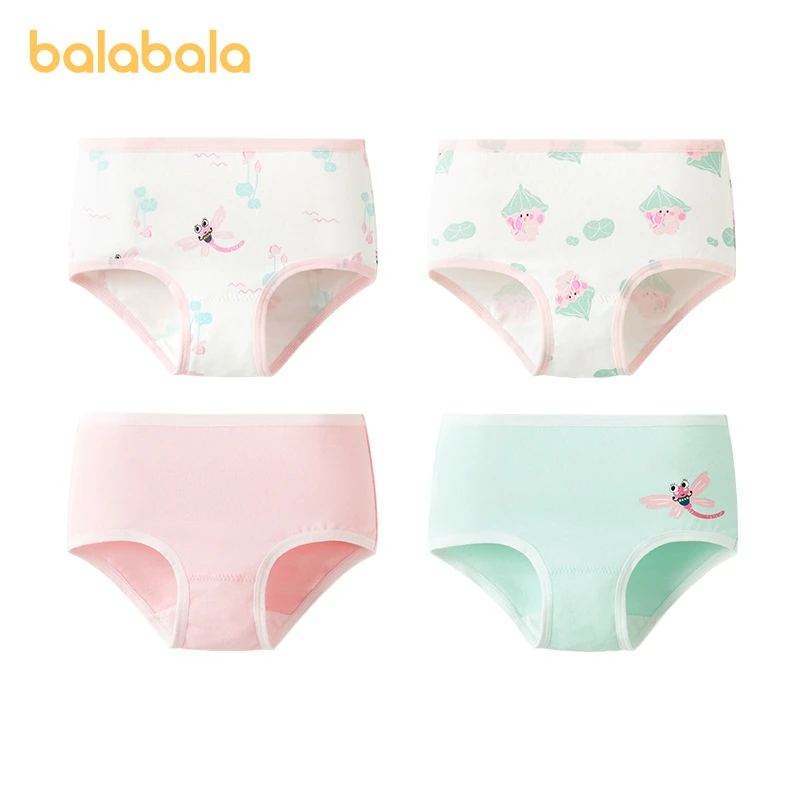 Balabala Children Underwear Girls Triangle Shorts Infants Older Children and Toddlers Boxer Shorts Comes in a Set of Four