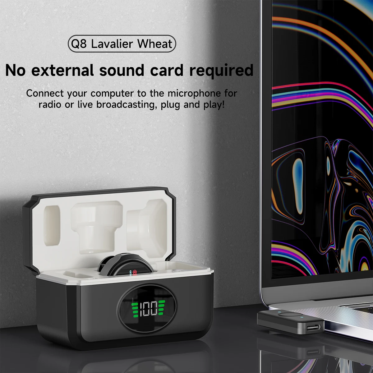Kabelloses Lavalier-Mikrofon, Typ C, Mini-Ansteckmikrofon, kabelloses Mini-Ansteckmikrofon mit Geräuschunterdrückung für die Streaming-Videoaufzeichnung