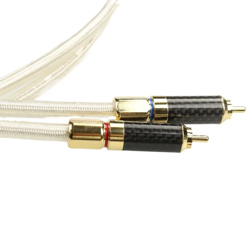 QED E.DORIS D Series D19 5N OFC Silver Plated , RCA Interconnect Audio Cable with Carbon Fiber Gold-Plated  Plug