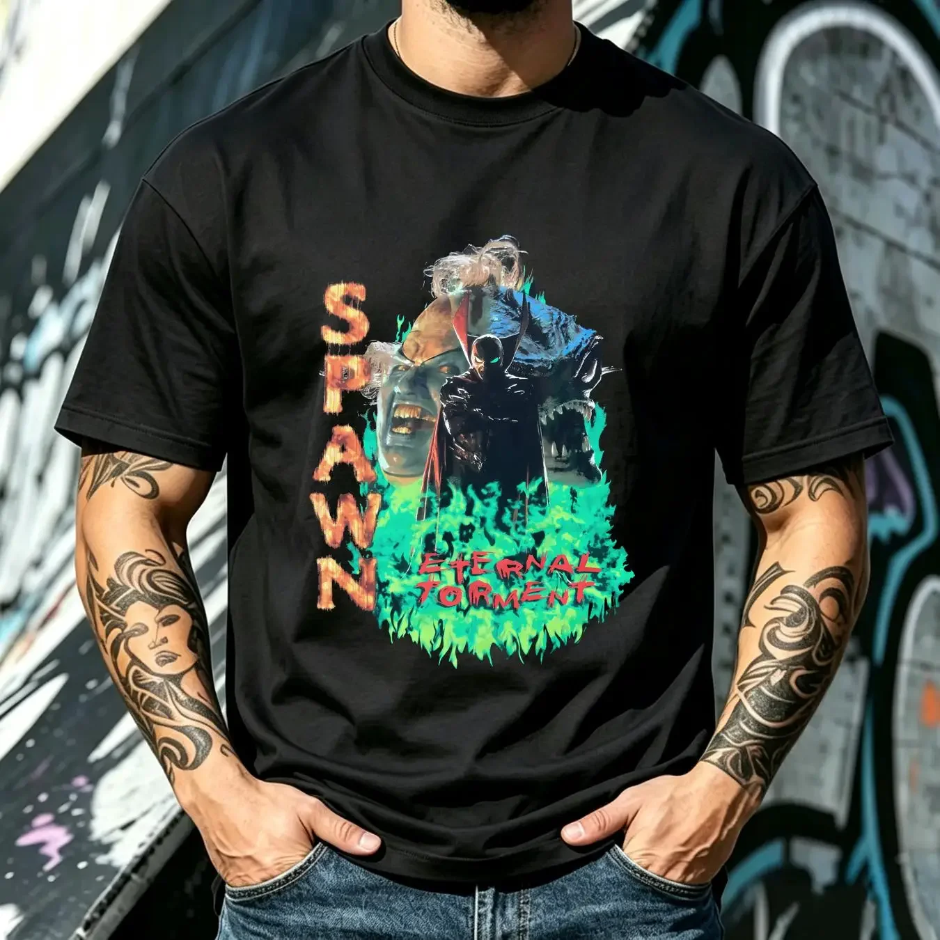 washed T Shirt Vintage 1997 Spawn Eternal Torment The Violator Movie McFarlane XLsize vintage Washed Breathable fashion