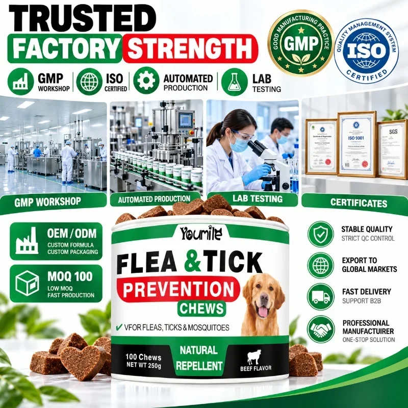 Flea & Tick Support Soft Chews for Dogs Outdoor Wellness Daily Support Beef Flavor 100 Chews 250g 6