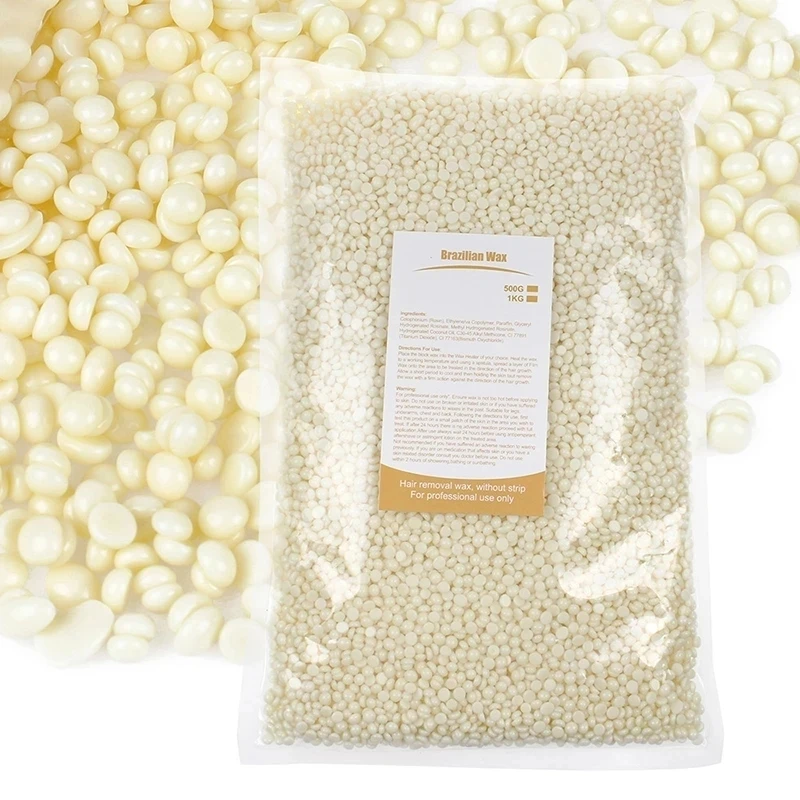 500g Hard Wax Beans Solid Hair Remover No Strip Depilatory Hot Film Wax Bead Hair Removal for Full Body Bikini Face Leg Eyebrow