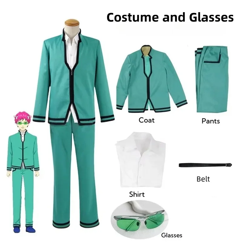 Anime Saiki Kusuo Cosplay Kostuum Mannen Uniformen Bril Hoofddeksels Het Rampzalige Leven Van Saiki Kusuo High School Uniform