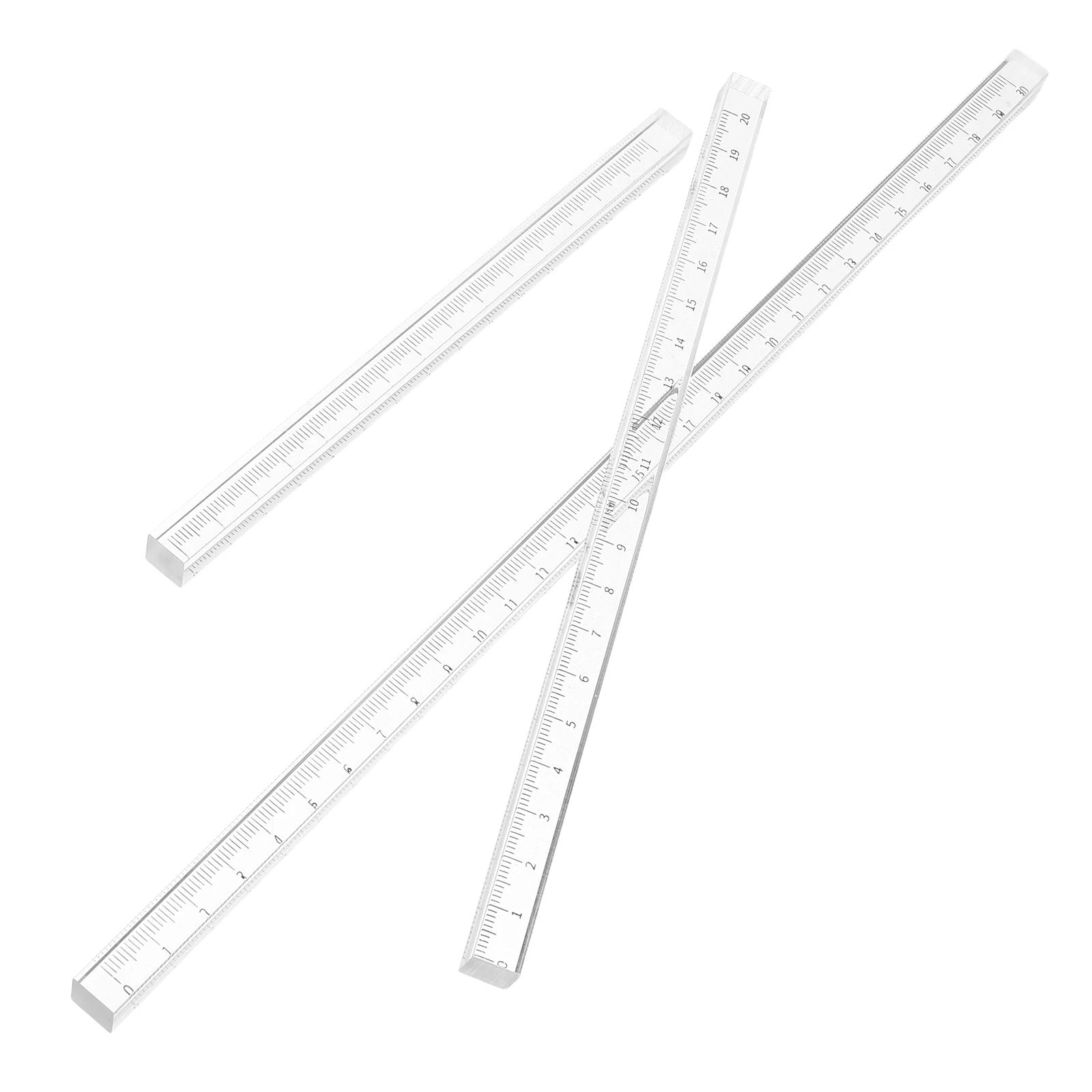 

3pcs Transparent Acrylic Straight Ruler Set Lightweight Portable Measuring Tool For Artists Students Geometry Drawing