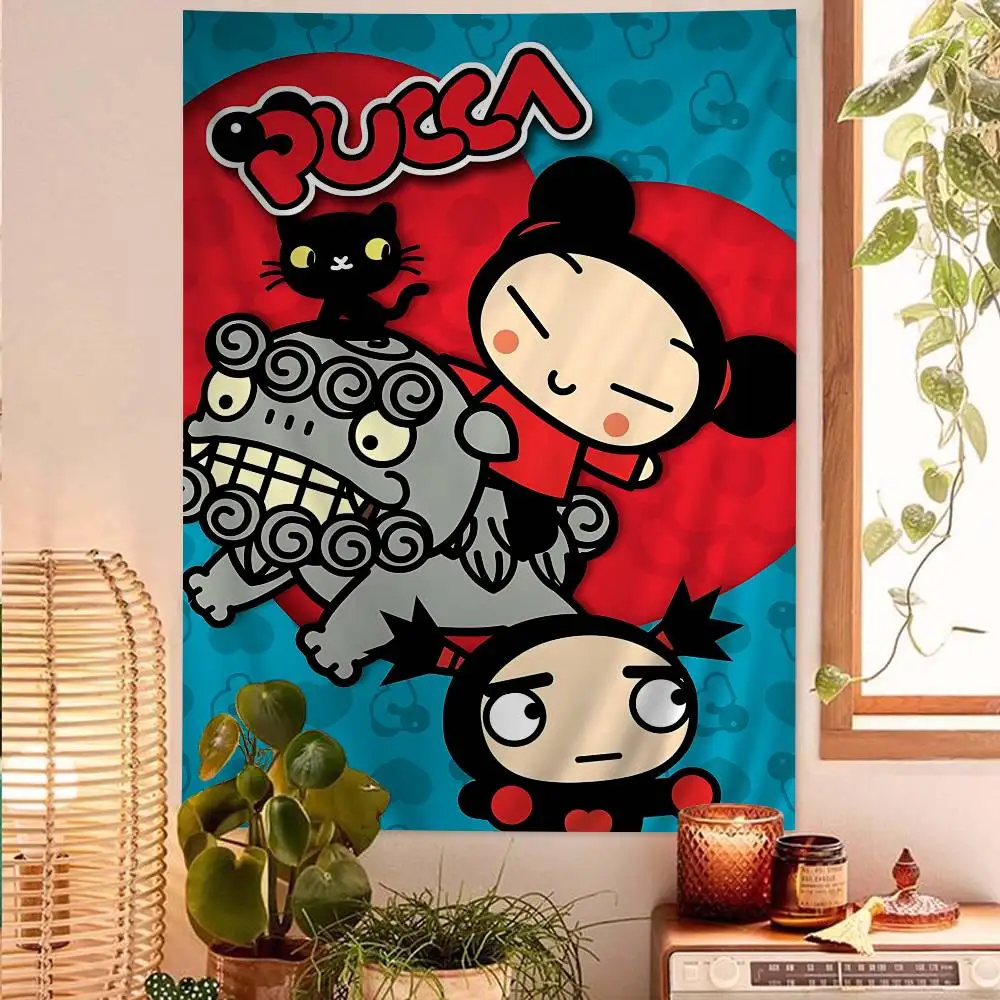 Animation Pucca Cate Cartoon Tapestry Wall Hanging Decoration Household Home Decor