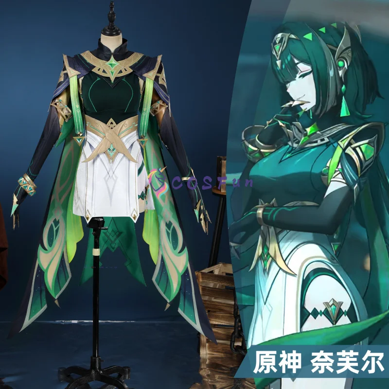 

Game Genshin Impact Nefer Cosplay Costume Halloween Party Gorgeous Uniform Accessories Props Complete Set COSFun