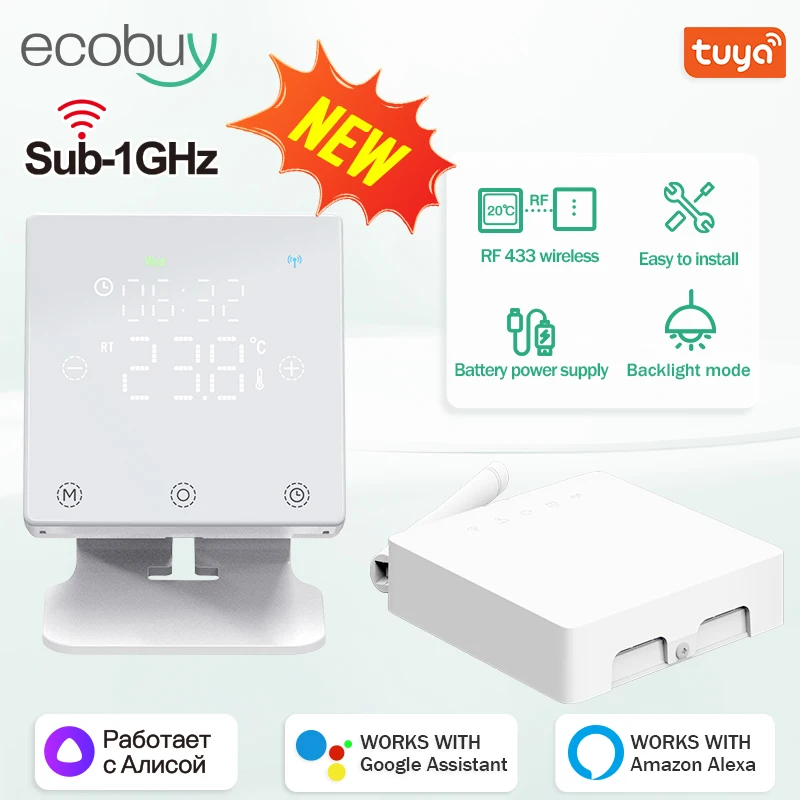 

Tuya умный Wi-Fi термостат с подогревом беспроводной для газового котла с питанием от батареи Wi-Fi термостат для котла Smart Life Google Home Alexa