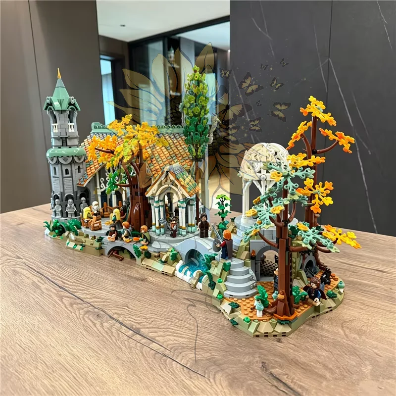 Super popular  6167 pcs Fantasy Elven Sanctuary Building Bricks Medieval Castle Model with Tree Waterfall Details Collectible