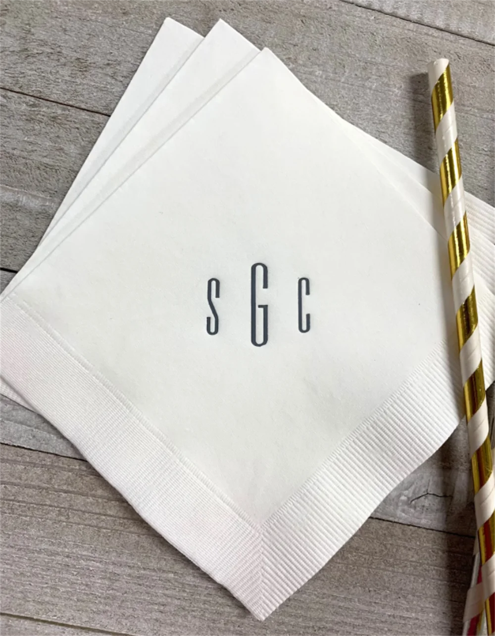 

50PCS Personalized Napkins Initials Monogram Paper Custom Printed Wedding Birthday Hostess Gift Beverage Cocktail Luncheon