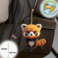 Cute Red Panda Pendant Keychain,Cartoon Themed Animals 2D Flat Acrylic Ornament,Hanging Decoration for Bags,Festive,Party,Gift