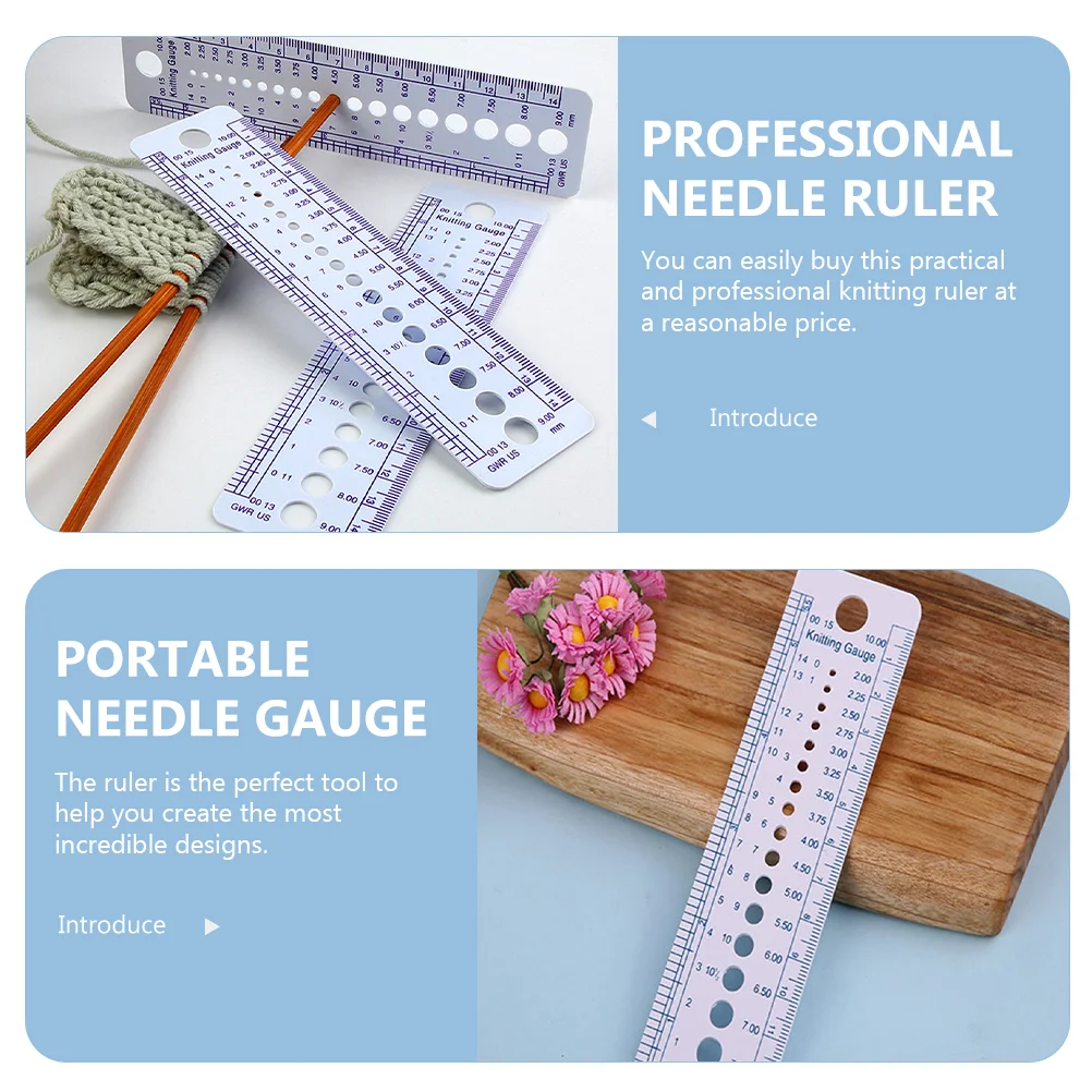 Regla de medición de suéter con bordes redondos, medidor de tejer profesional, herramienta de bordado de plástico portátil, multi para manualidades, 6 uds.