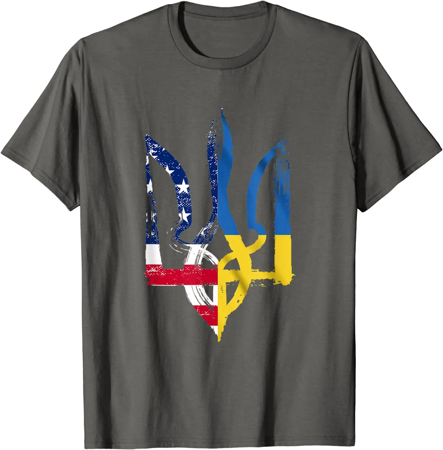 Vintage Ukraine American Flag Ukrainian Trident Men T-Shirt Short Sleeve Casual 100% Cotton O-Neck Summer Shirt