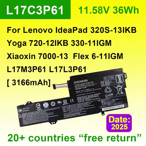 L17C3P61 L17L3P61 For Lenovo IdeaPad 320S-13IKB Yoga 720-12IKB 330-11IGM Flex 6-11IGM Xiaoxin 7000-13 Series Laptop Battery