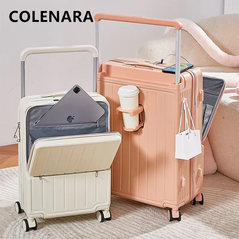 COLENARA USB Charging Luggage Front Laptop Boarding Case Multifunctional Trolley Case 20