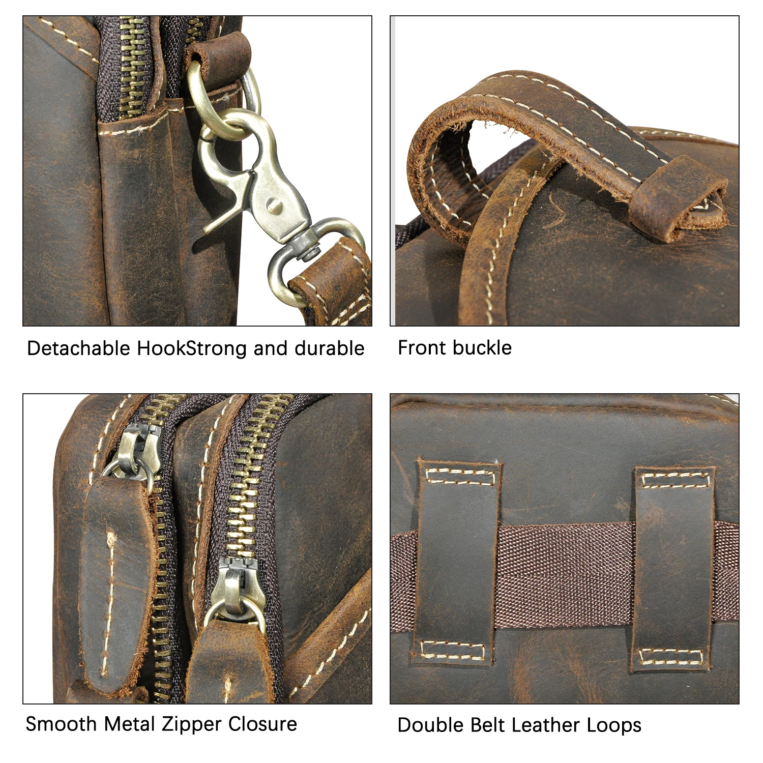 Grain Crazy Horse Leather Travel Retro Fanny Waist Belt Bag Chest Pack Sling Bag Design Phone Cigarette Case For Men Male 1275