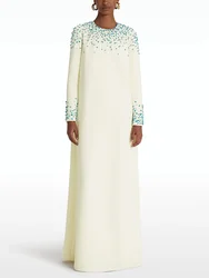 HIGH STREET Newest Fashion 2026 Designer Party Vestido Women's Beaded Loose Long Sleeved  Long Maxi Dress