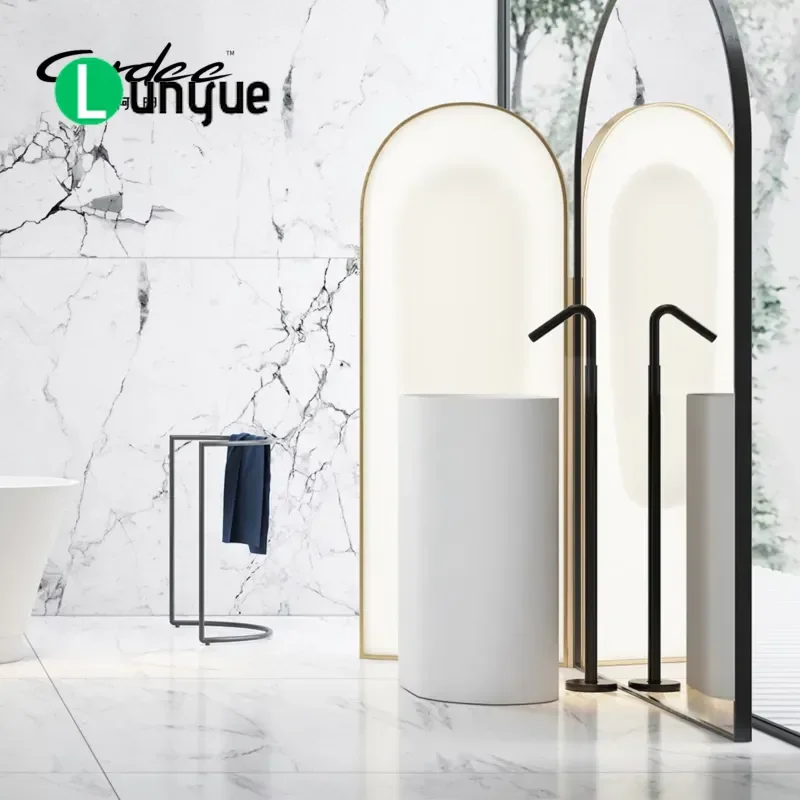 Modern Luxury Oval Freestanding Artificial Stone Bathroom Washbasin Solid Surface Basin with Drain for Home Hotel Vanity Sink