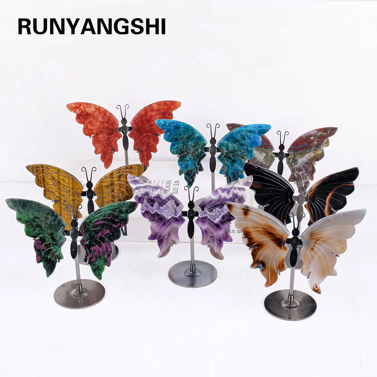 Elegant Rock Crystal Butterfly Wings, Natural Home & Office Decor, Romantic Gift for Christmas and Special Occasions