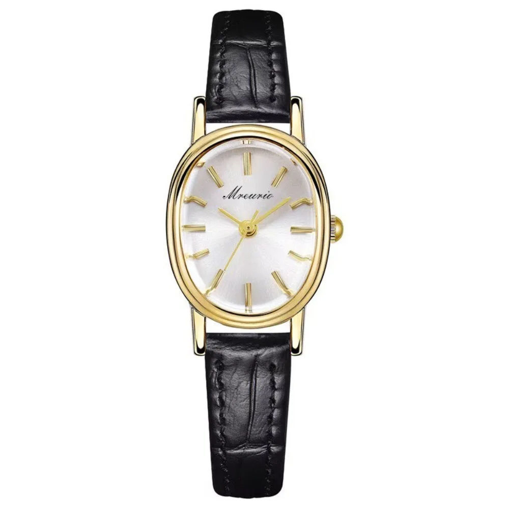 Luxury Alloy Oval Quartz Wristwatch Oval Faux Leather Women Timepiece Quartz Movement Luxury Women Watch Women