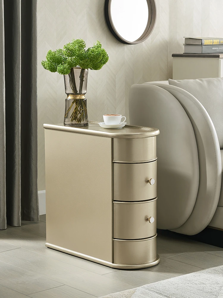 Luxury sofa, side cabinet, side cabinet, living room, small corner, solid wood, narrow edge, drawer style storage cabinet