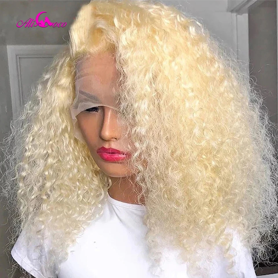 

Blonde Bob Curly Wig Human Hair 613 Blonde 13x4 Lace Front Wig Short Curly Bob Wigs Human Hair for Woman Pre Plucked