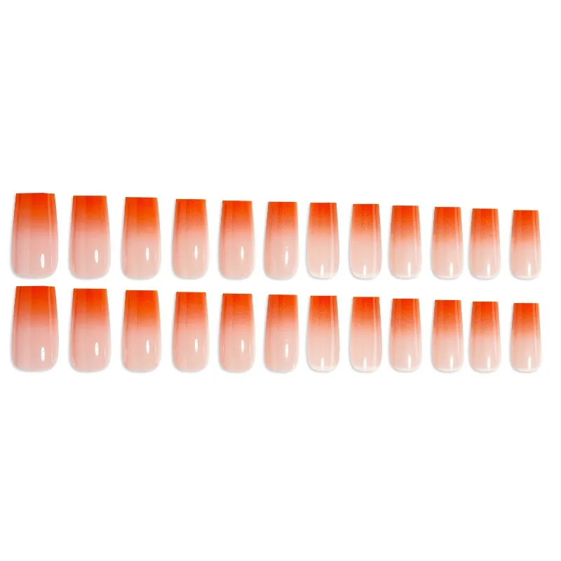 Orange Gradient Press on Nails Elegant Skin Brightening Fresh Citrus Manicure Style 24Pcs Sweet Fashionable Fake Nail Tips view 4