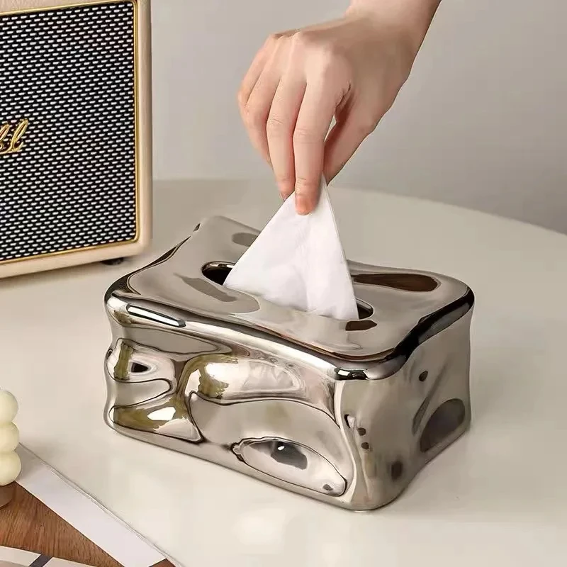 

Irregular Tissue Box Ceramic Glacier Napkin Holder Tissue Case Korean Room Decor Modern Ceramics Table Tissue Box Holder