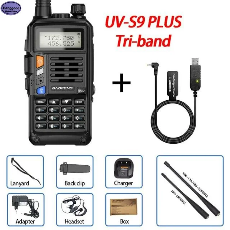 

Tri-Band Powerful Walkie Talkie CB Radio Transceiver, UV-5r Support, Long Range Portable Two-Way Communication