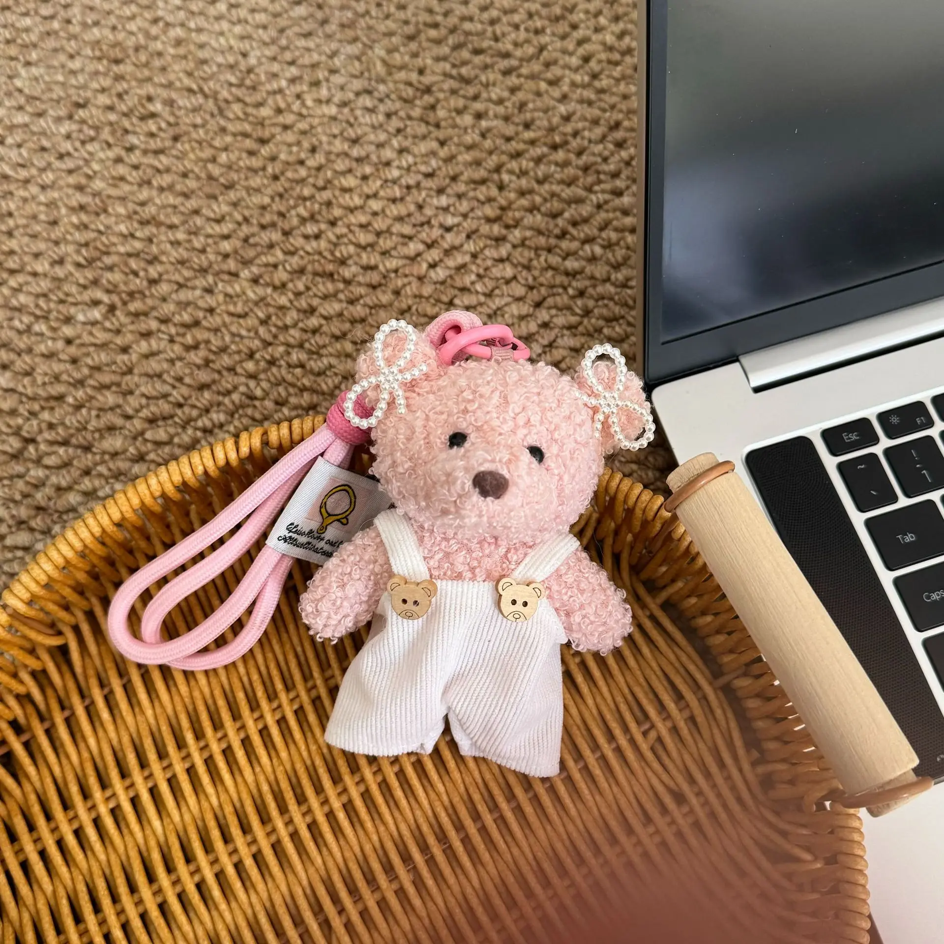 Cute Long-Eared Teddy Dog Bag Charm Keychain Backpack Ornament Gift for Girls - Plush Puppy Accessory