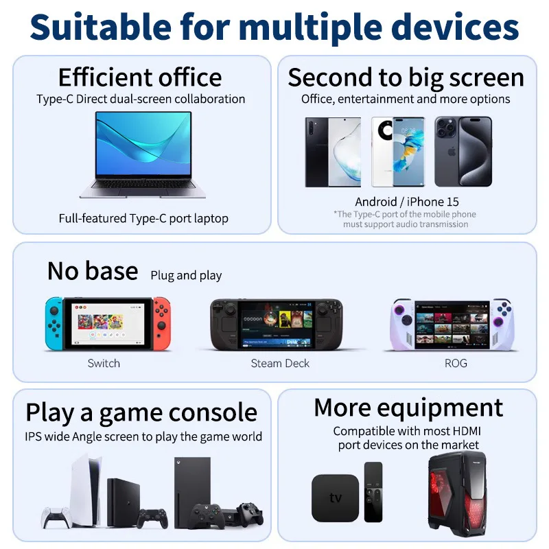 14 بوصة HD 1920*1080P HDR شاشة محمولة HDMI نوع C توصيل للهاتف التبديل PS4/5 وسادة الجدول شاشة خارجية رفيعة
