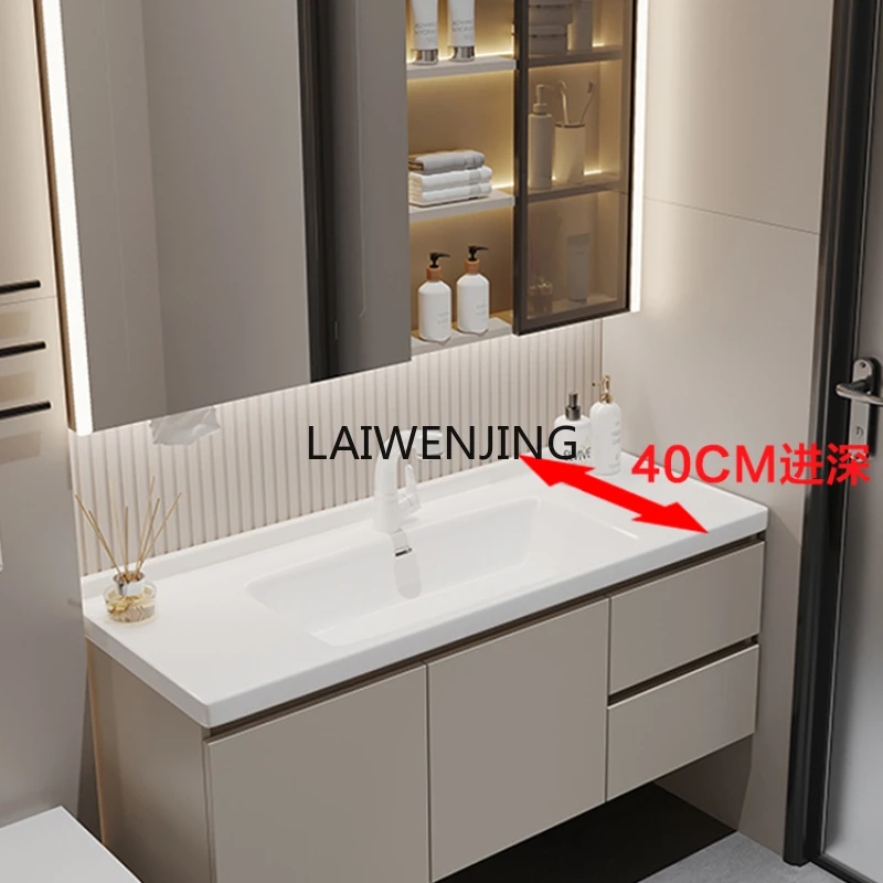 Ultracienka szafka łazienkowa CF, małe mieszkanie, wąska ceramiczna zintegrowana umywalka