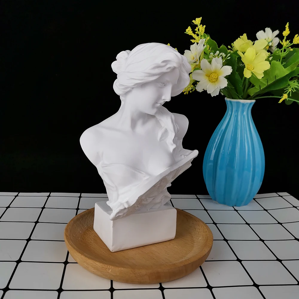 

PRZY-Portrait of Woman with Piano Candle Moulds, Silicone Soap Woman Mold, Large Size Plaster Statue Molds, Clay Resin Moulds