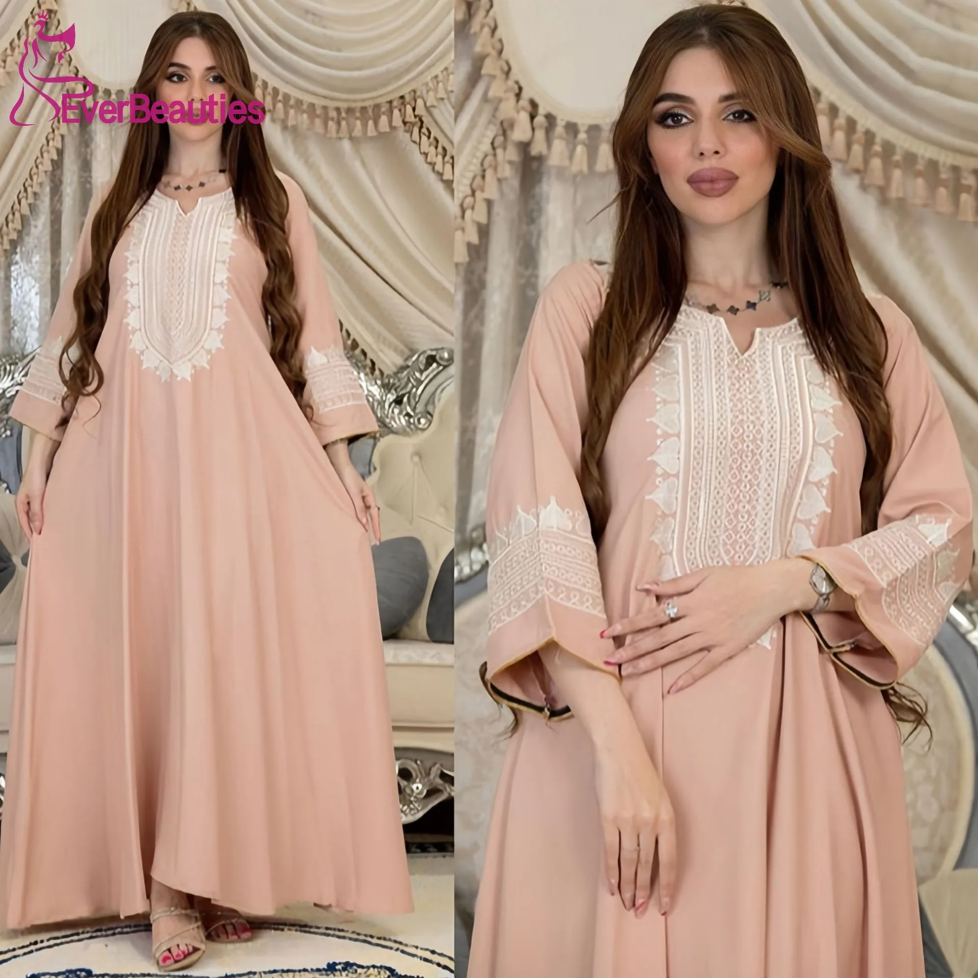 Long Sleeve Muslim Prom Dress A Line Formal Party Dresses for Women Full Cover Chiffon Appliques Vestidos Para Eventos Especiale