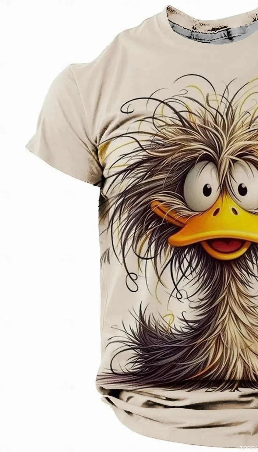 الحيوان بطة نمط الرجال 3D مطبوعة تي شيرت الصيف الشارع عارضة الرياضة جولة الرقبة قصيرة الأكمام الرجال أعلى