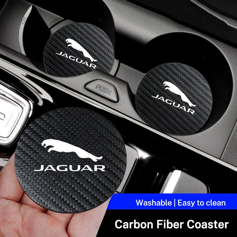 2pcs Car Silicone Coaster Anti-slip Mat Water Cup Pad for Jaguar XFL XEL E-PACE F-PACE F-TYPE XJ I-PACE X-X16 XE XK C-X75 X-TYPE