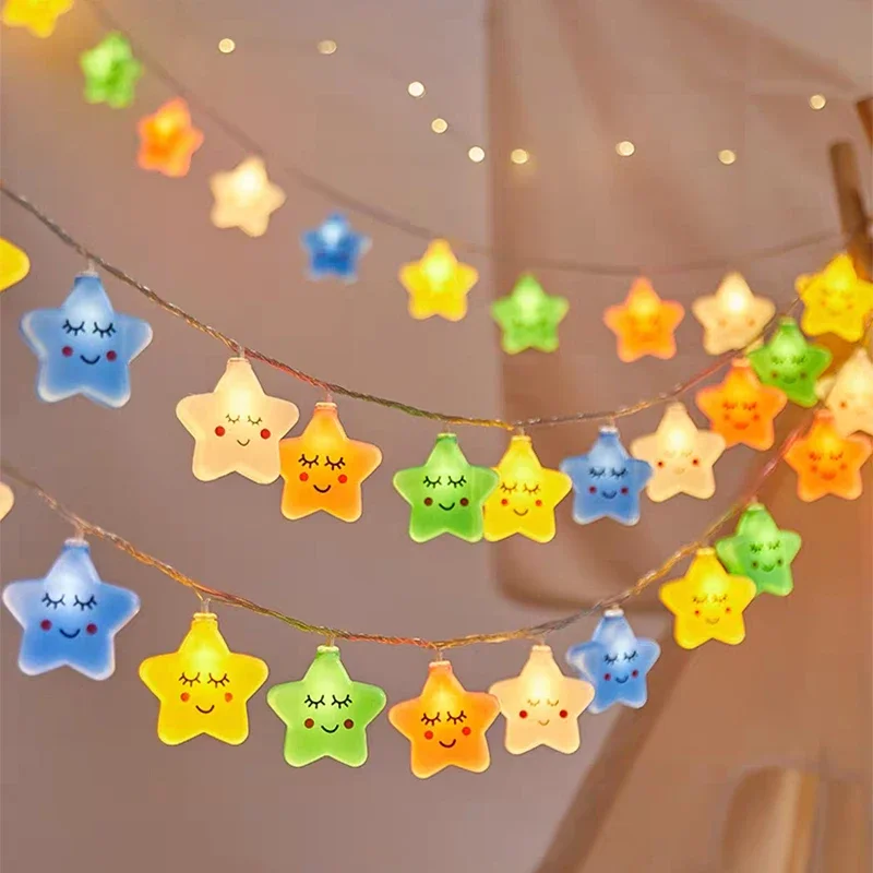 USB Battery Powered LED String Light, Star Garland Lamp, ao ar livre, Jardim, Camping, Casamento, Decoração de Natal, Sala de estar