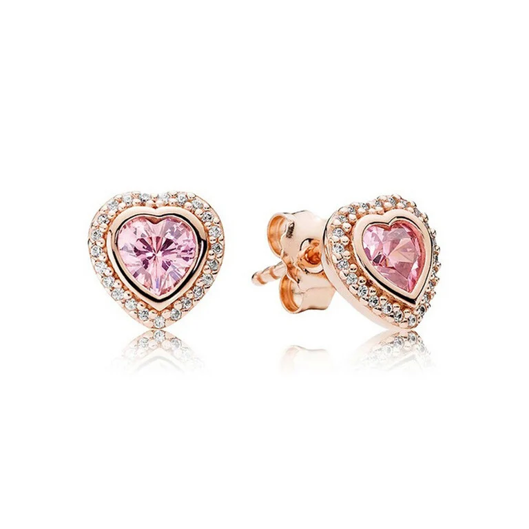 925% sterling silver heart shaped flower bow wing pattern luxury zircon stud necklace womens exquisite jewellery holiday gift