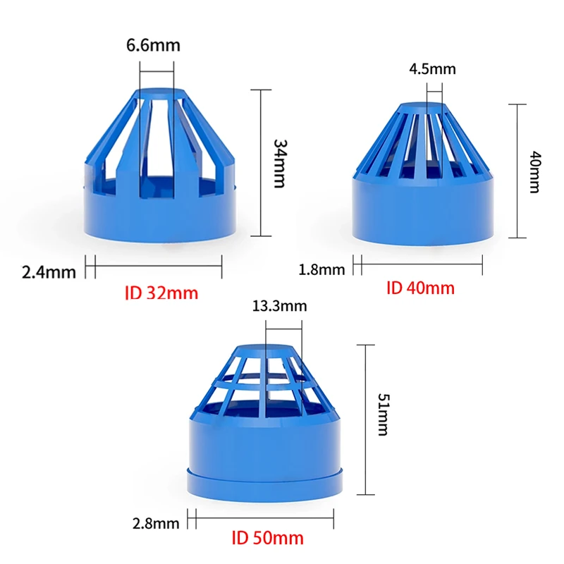 1-10 pces I.D20-50mm azul pvc apontado tampa do filtro tela de isolamento tanque de água permeabel filtro comum isolamento encaixe de tubulação de aquário