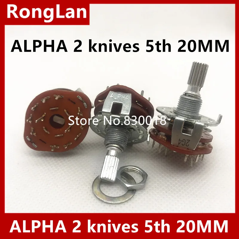 [ BELLA]TAIWAN ALPHA ALPHA band switch rotary switch chassis signal changeover switch 2 knives 5th gear 20MM shaft--20pcs/loT