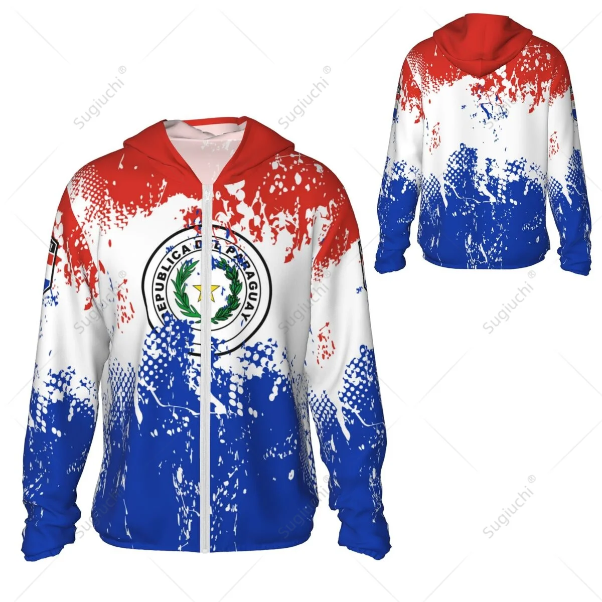 Paraguay Flag Sun Protection Hoodie Sunscreen Clothes Fishing Cycling Running Quick Dry Long Sleeve With Zipper Polyester