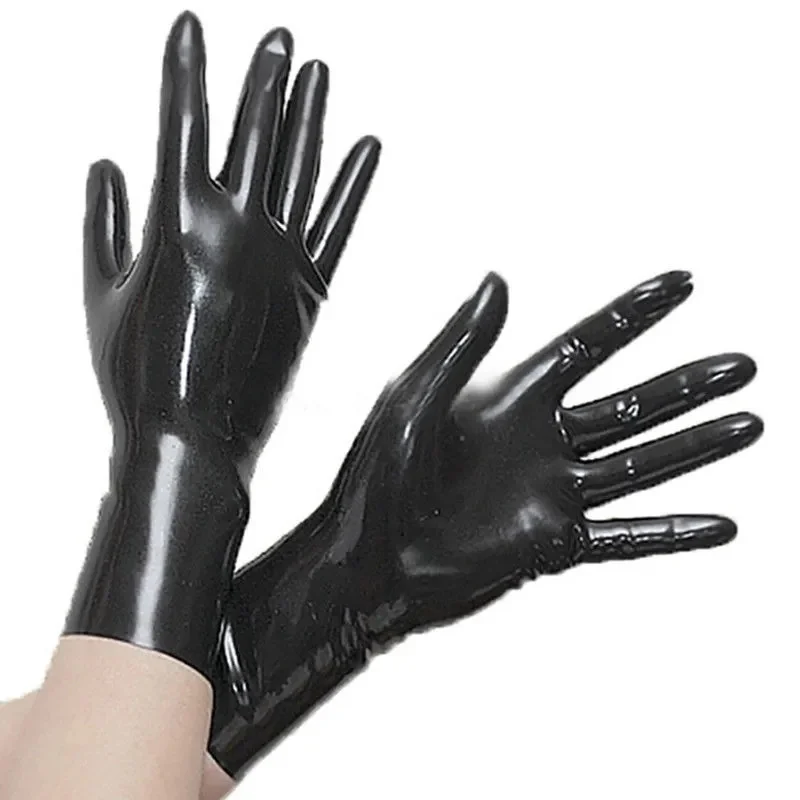 Unisex Latex Rubber Gloves Wrist Seamless Latex Exotic Lingerie Black Red Transparent Short Fetish Gloves for Men Women image 5