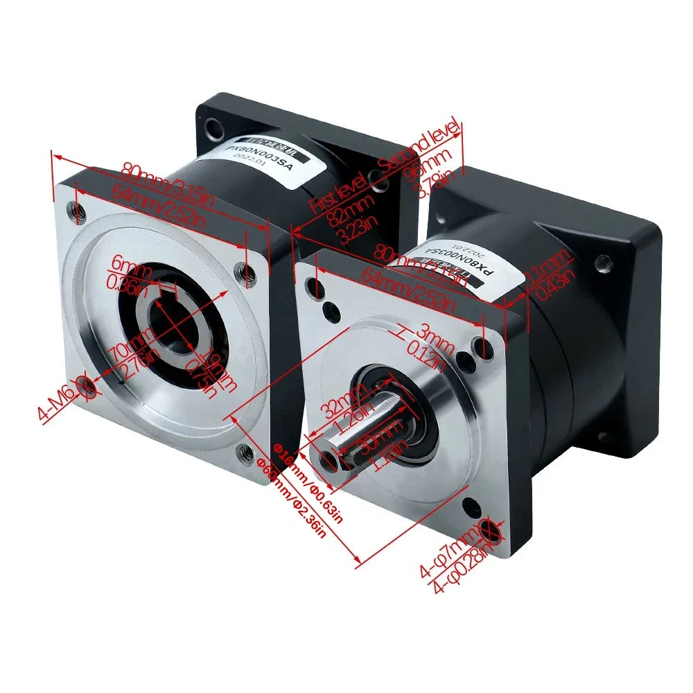 PX80 Gear Box Speed Reducer,Nema32 Servo Motor 80mm Flange Input 19mm Output 16mm Deceleration Ratio 3 4 5 6 8 10
