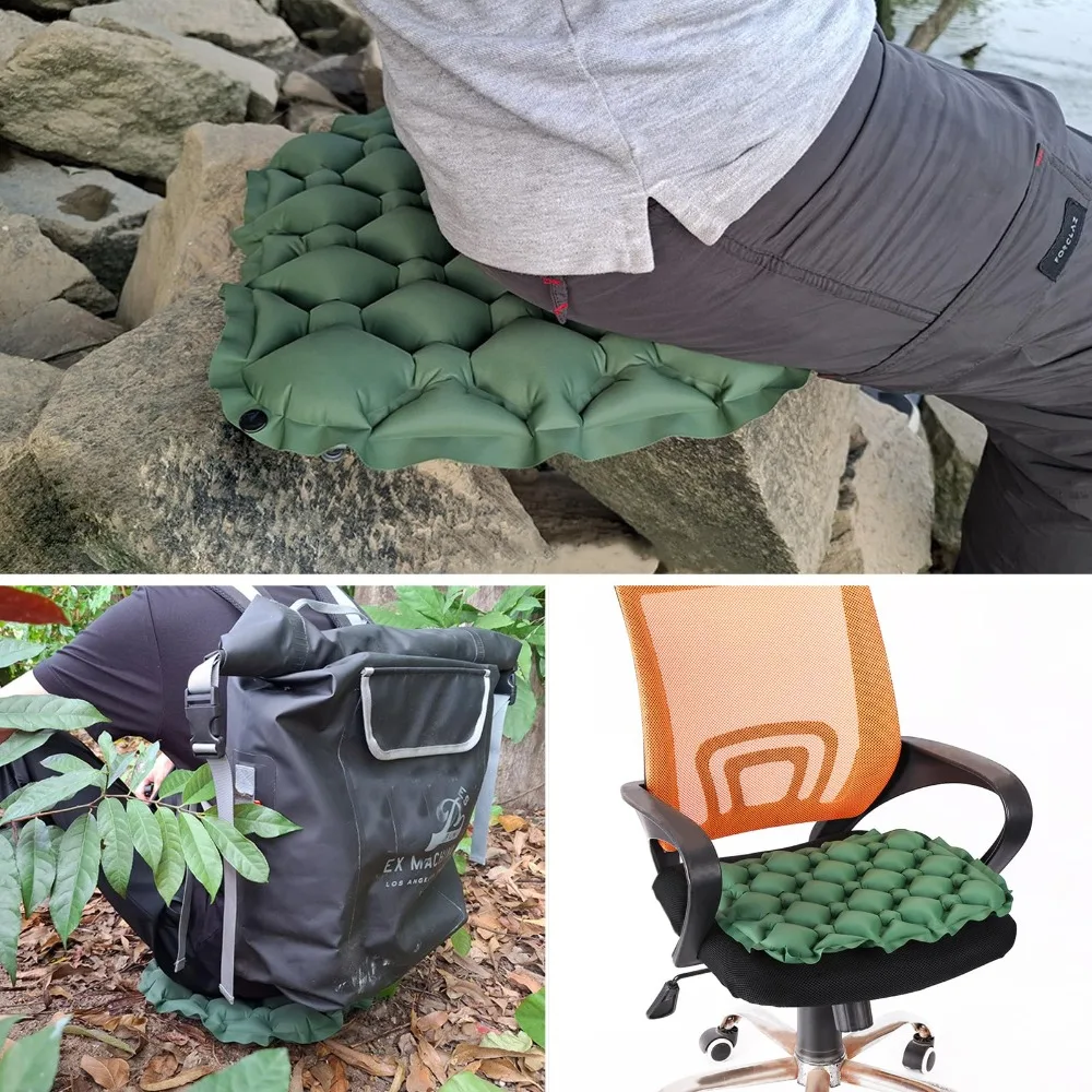 وسادة مقعد قابلة للنفخ، وسادة جلوس هوائية محمولة خفيفة الوزن للسفر، سجادة كرسي تخييم مقاومة للرطوبة والماء للأماكن الخارجية