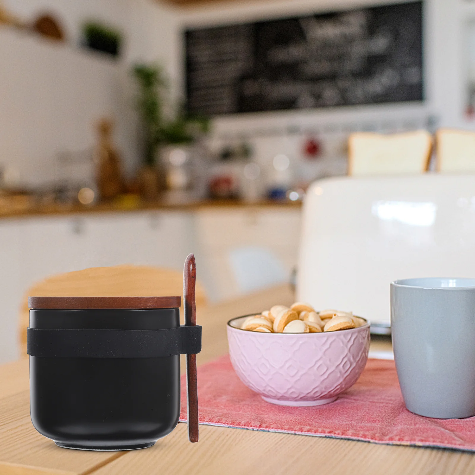 

Ceramic Seasoning Jar Set Matte Color Includes Spoon Holder Lid 150Ml Salt Sugar Spice Storage Container Kitchen Condiment