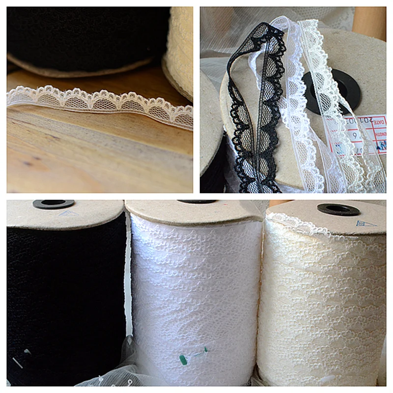 10Yards/Roll White Black Lace Ribbon Fabric Webbing Decoration Lovely Gift Packing Polyester Material DIY Wedding Dress Applique